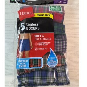 NEW Hanes Tagless Boxers 5 Pack / Size XL / Sku0157